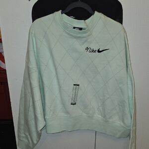 Nike Women's Light Green Quilted Crew Neck Sweater